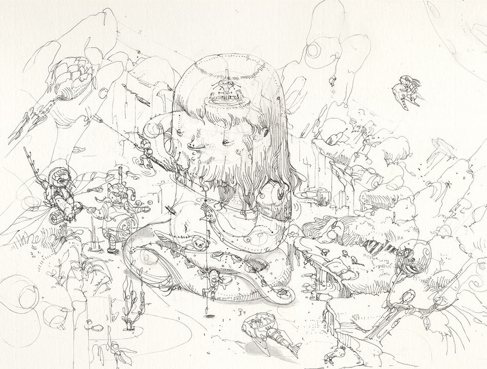 Gathering - Home of the Alien concept drawing, 2021