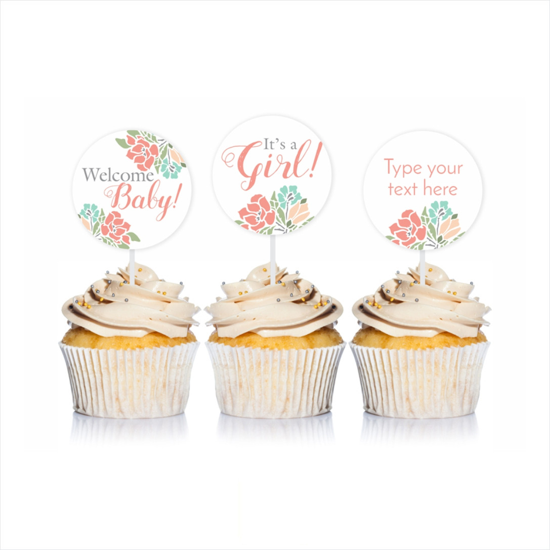 floral baby shower cupcakes