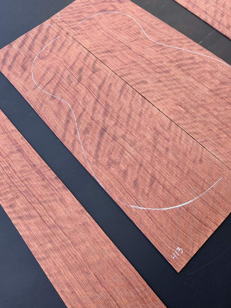 Thumbnail: Waterfall Bubinga back and sides SKU 413
