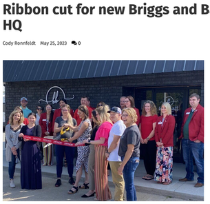 "Ribbon cut for new Briggs and Barrett Project HQ" article by WJAG