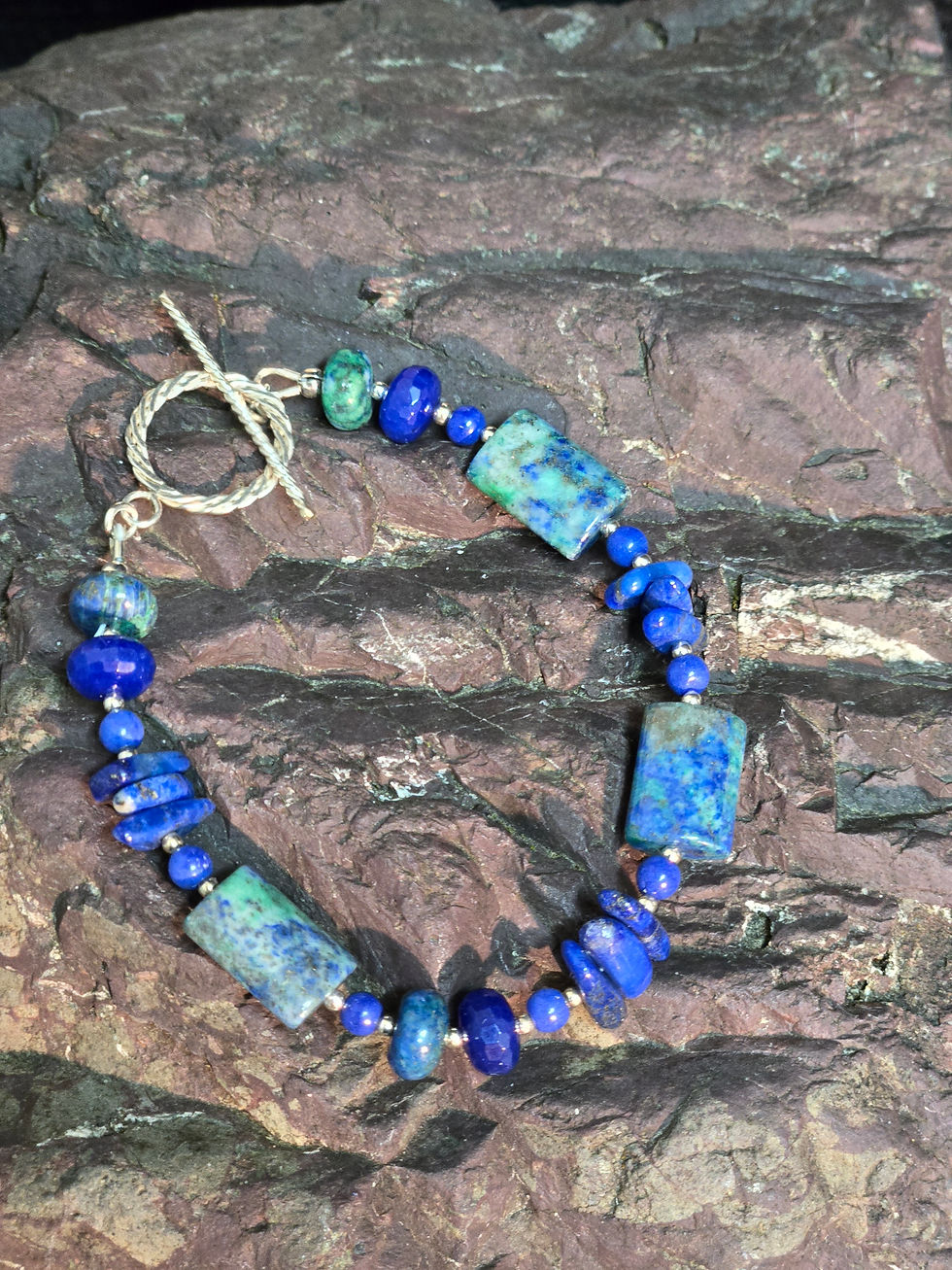 7.5" Azurite & Lapis Lazuli & Sterling Silver