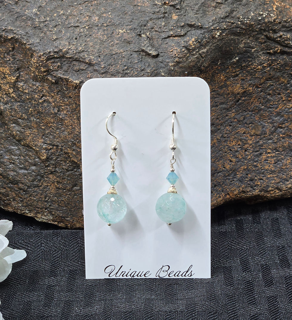 Cracked Aqua Agate & Swarovski Crystal