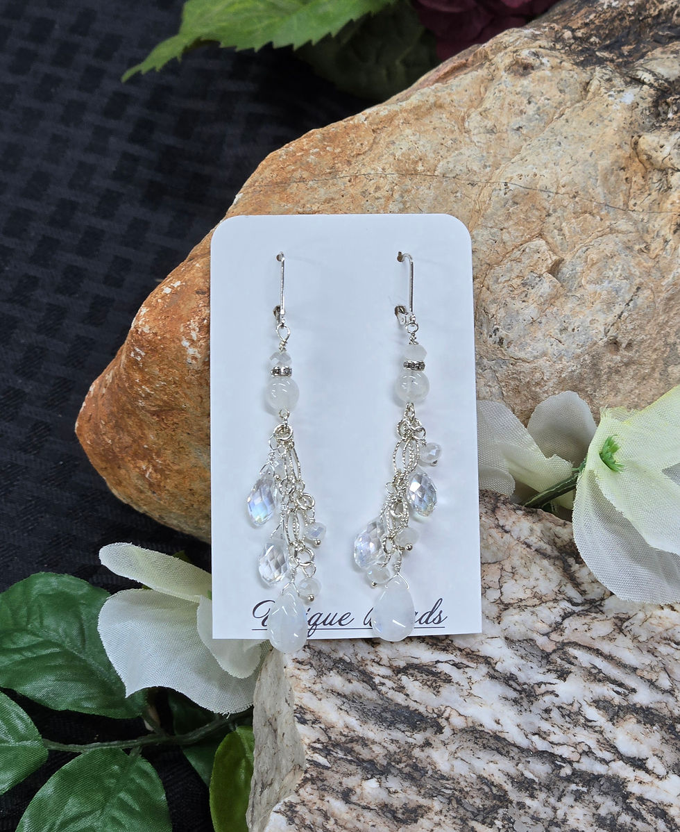 Rainbow Moonstone & Cubic Zircona & Sterling Silver