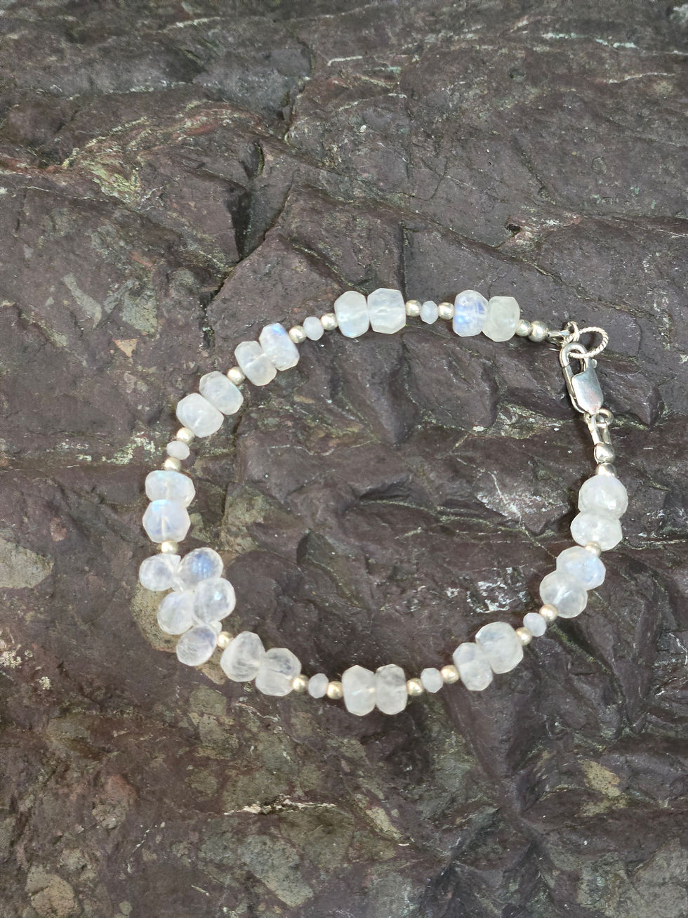 7.5" Rainbow Moonstone Sterling silver