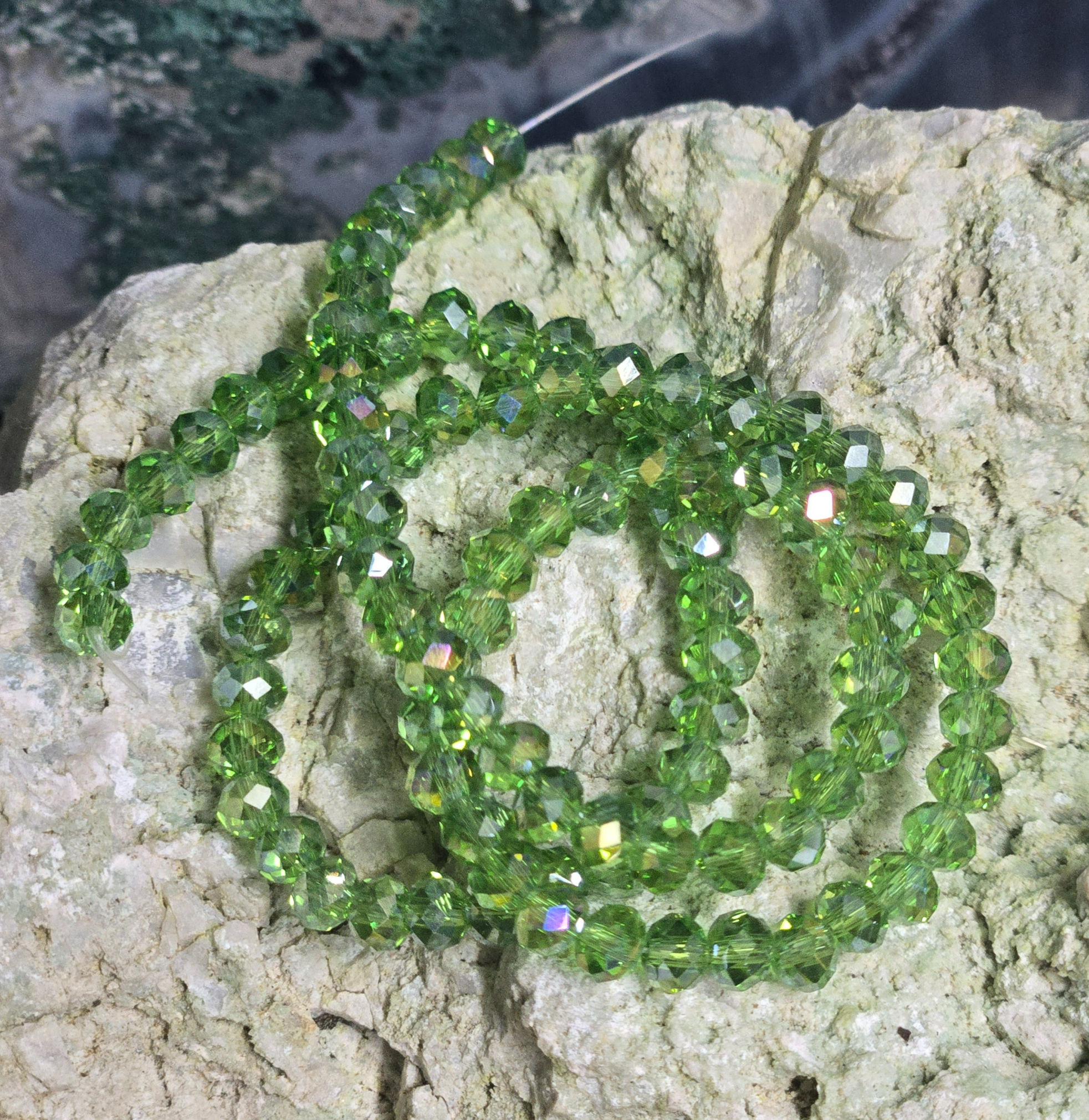4.5 mm Chinese Rondelle Green Ab faceted crystal beads