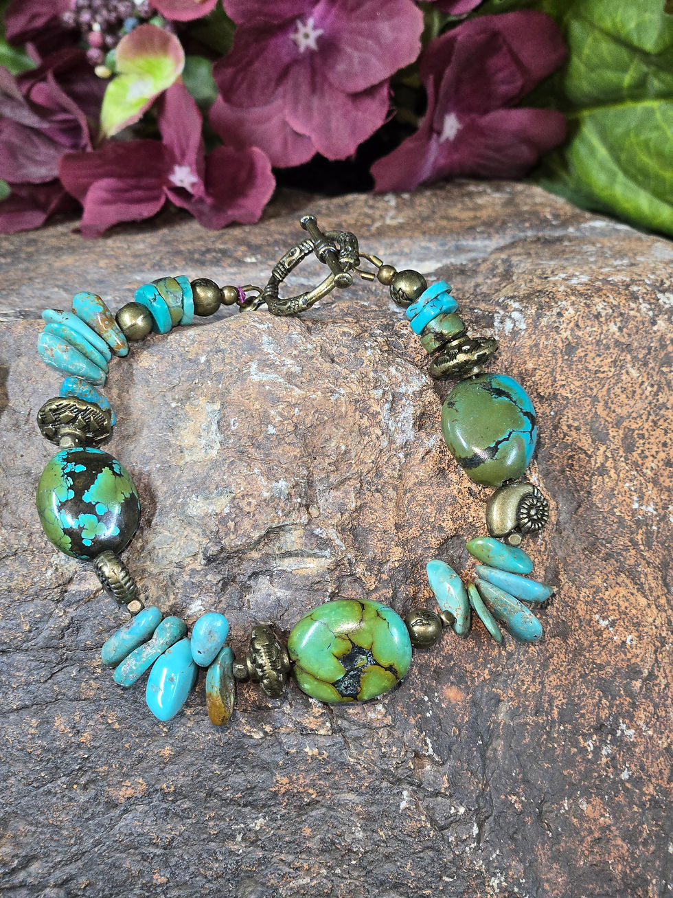 8.25 "Authentic Turquoise With brass bracelet