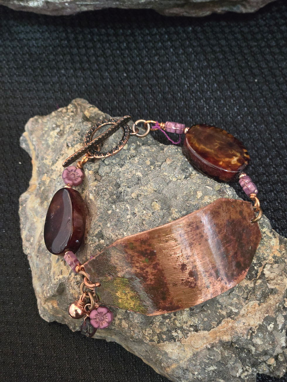 7.5" Handmade Patina & Burnt Agate