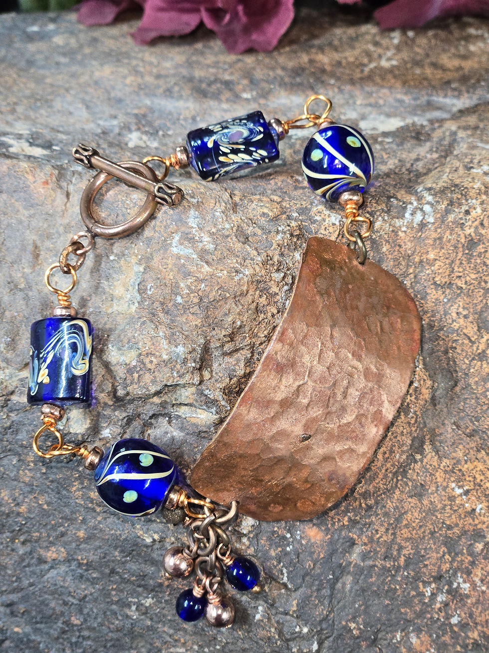 8" Chinese Lamp Glass & Hammered Patina Copper