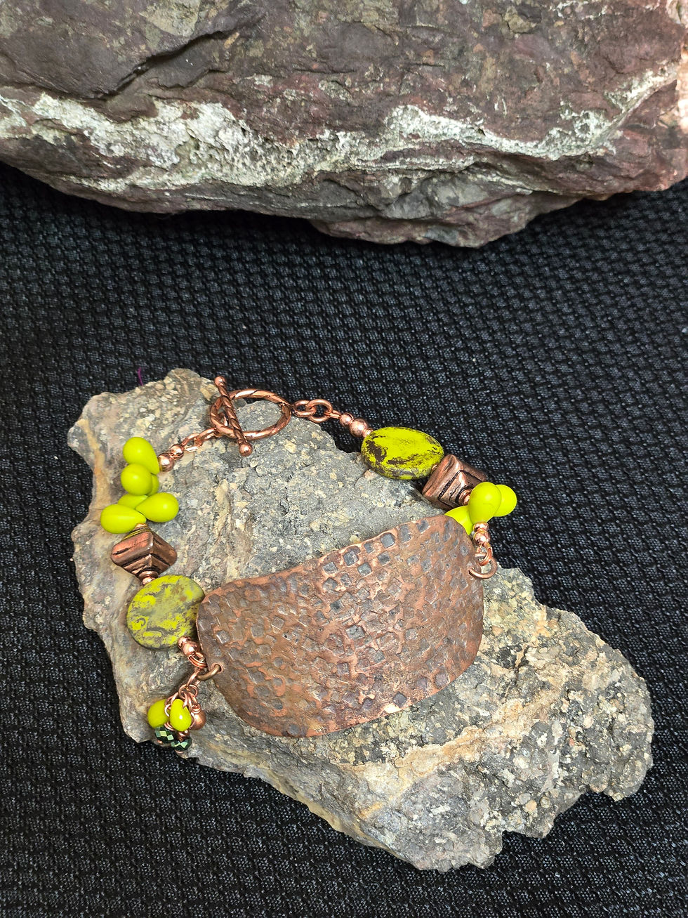 8" Frosted Czech Glass & Copper