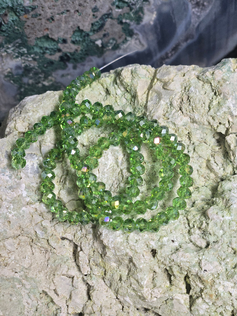 Thumbnail: 4.5 mm Chinese Rondelle Green Ab faceted crystal beads