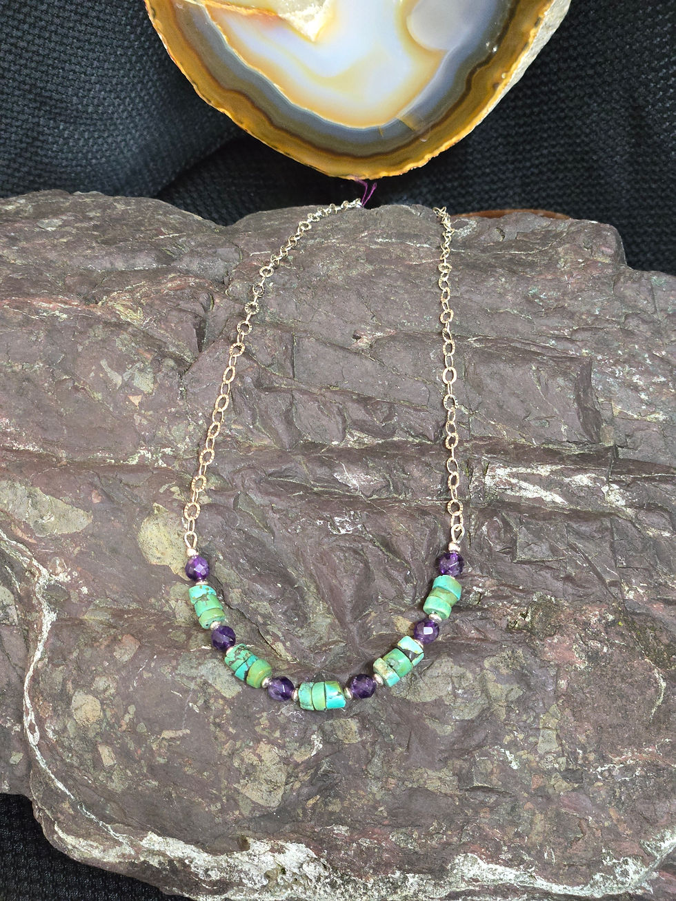 18.5 " Turquoise Amethyst Necklace