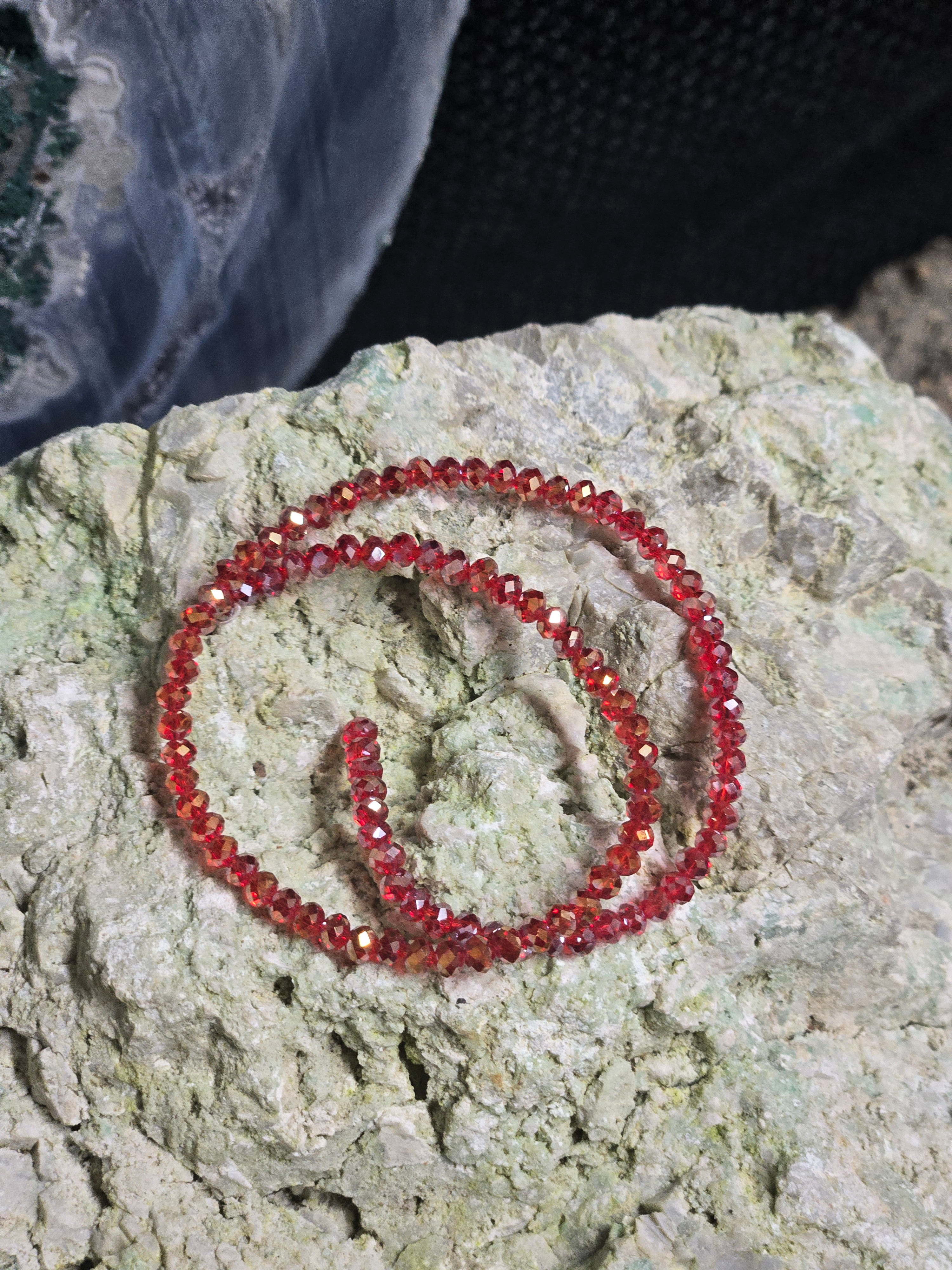 3 mm Chinese Red Ab Crystal Beads faceted Rondelle