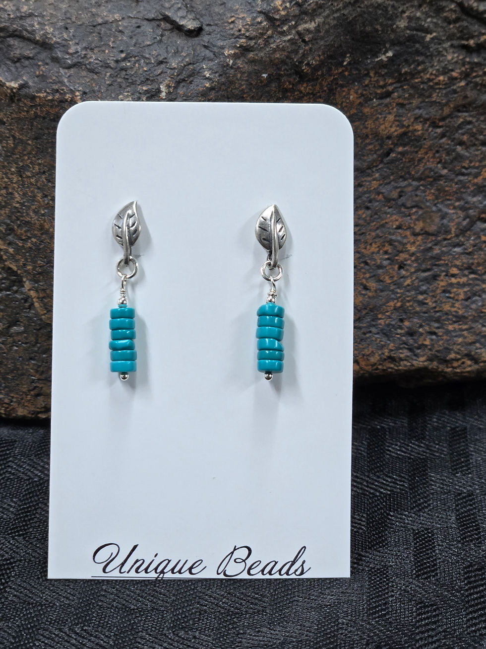 Turquoise & Sterlig leaf Studs