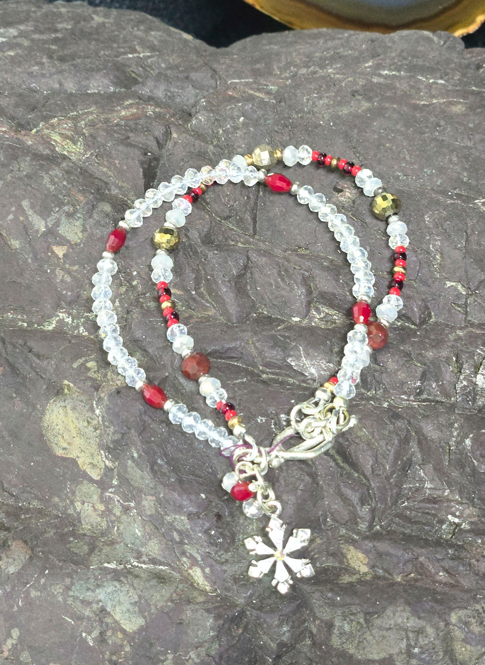 7.75" Red & crystal silver tone