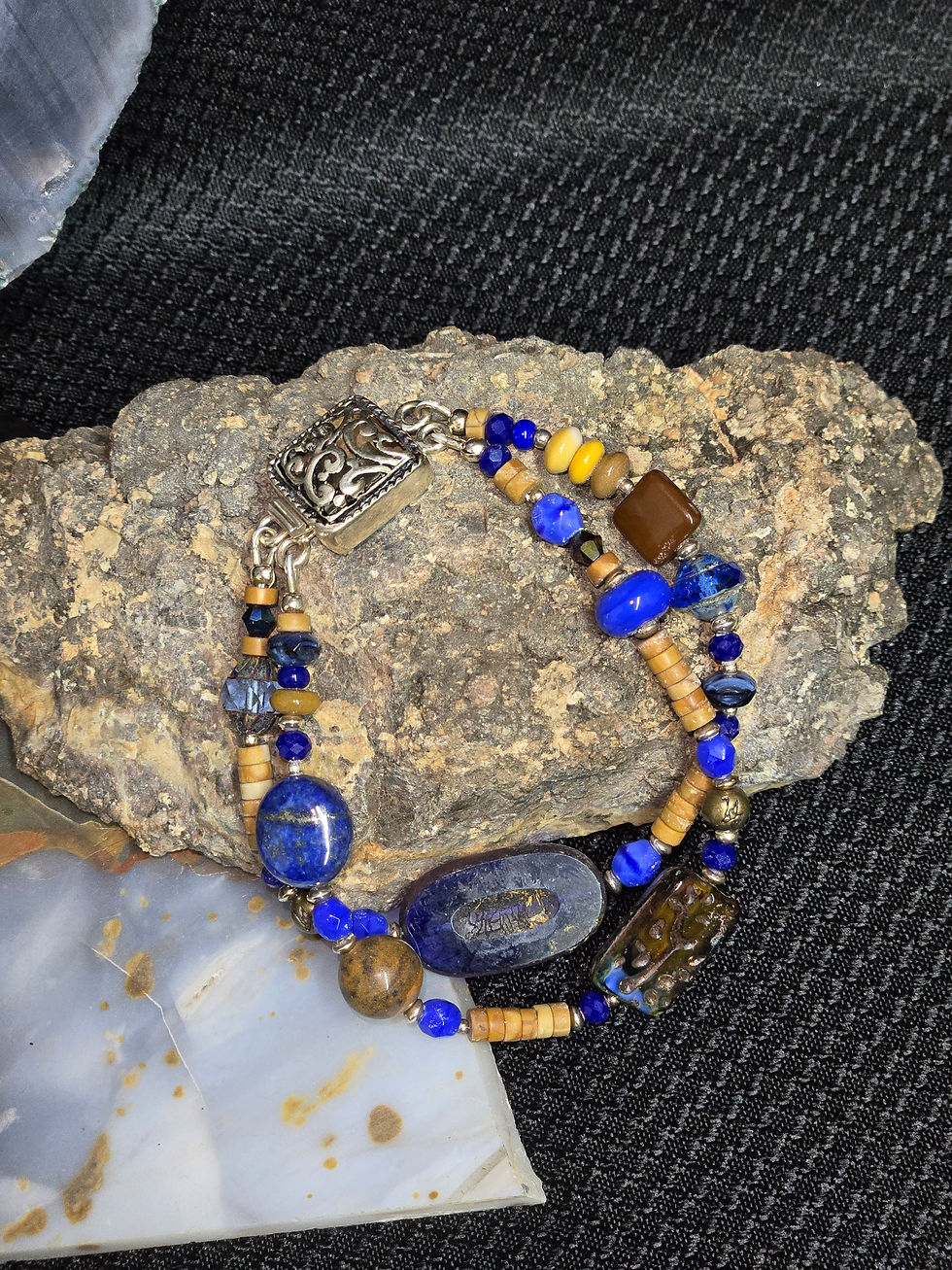 7.5 " Blue Czech Glass & Sterling Silver