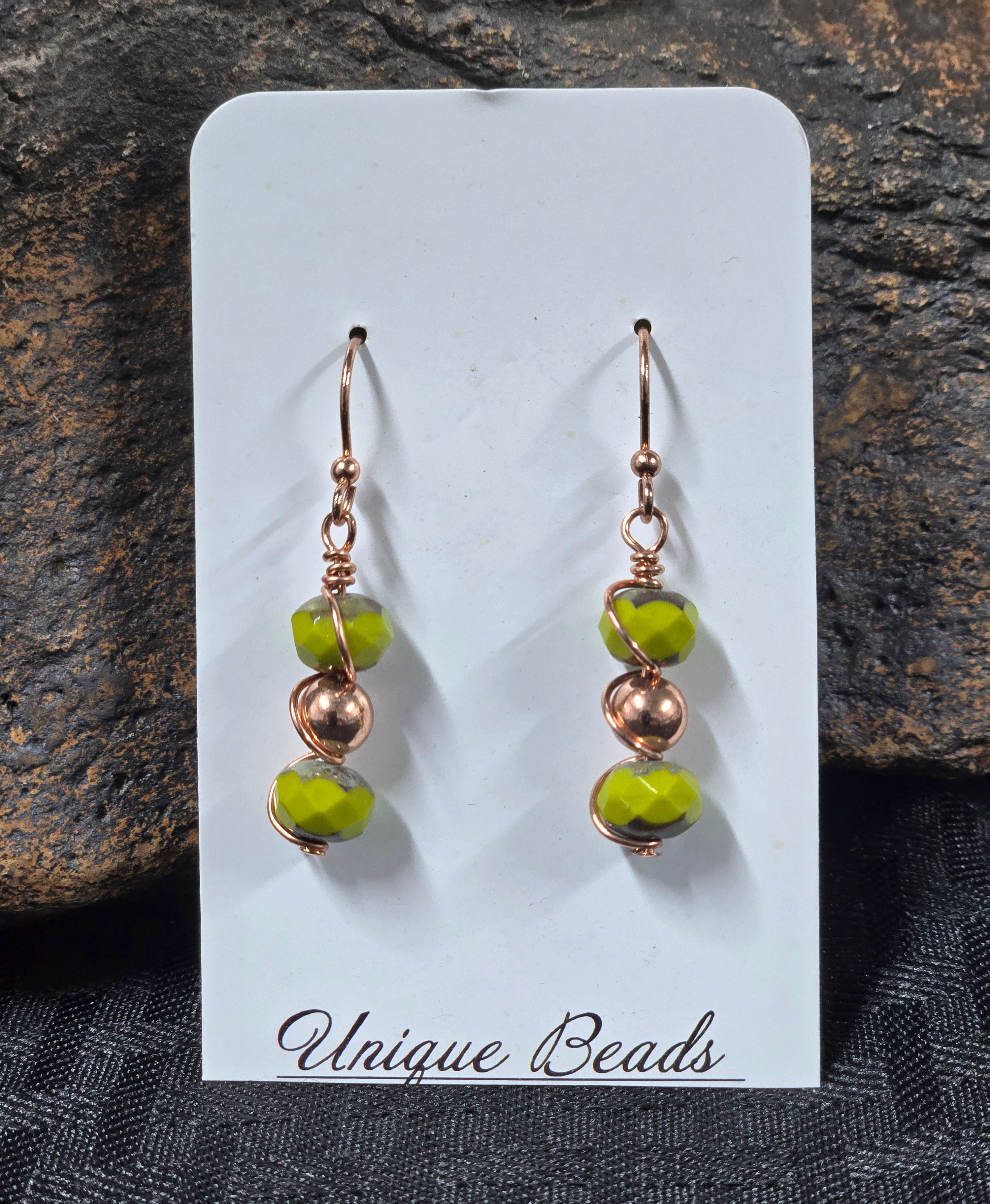 Green Czech Glass & Copper