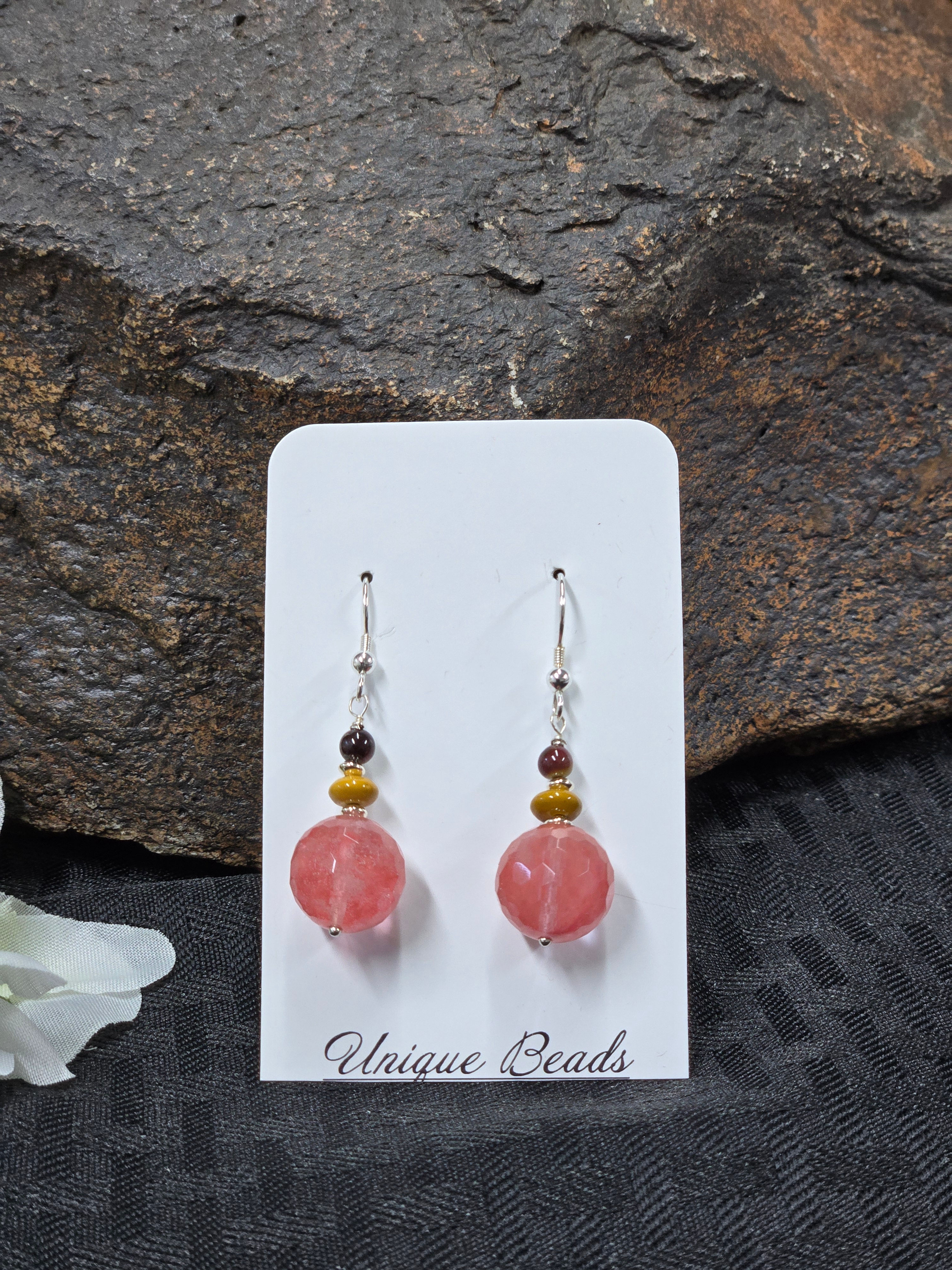 Strawberry Quartz , Mookiate Jasper , Sterling Silver