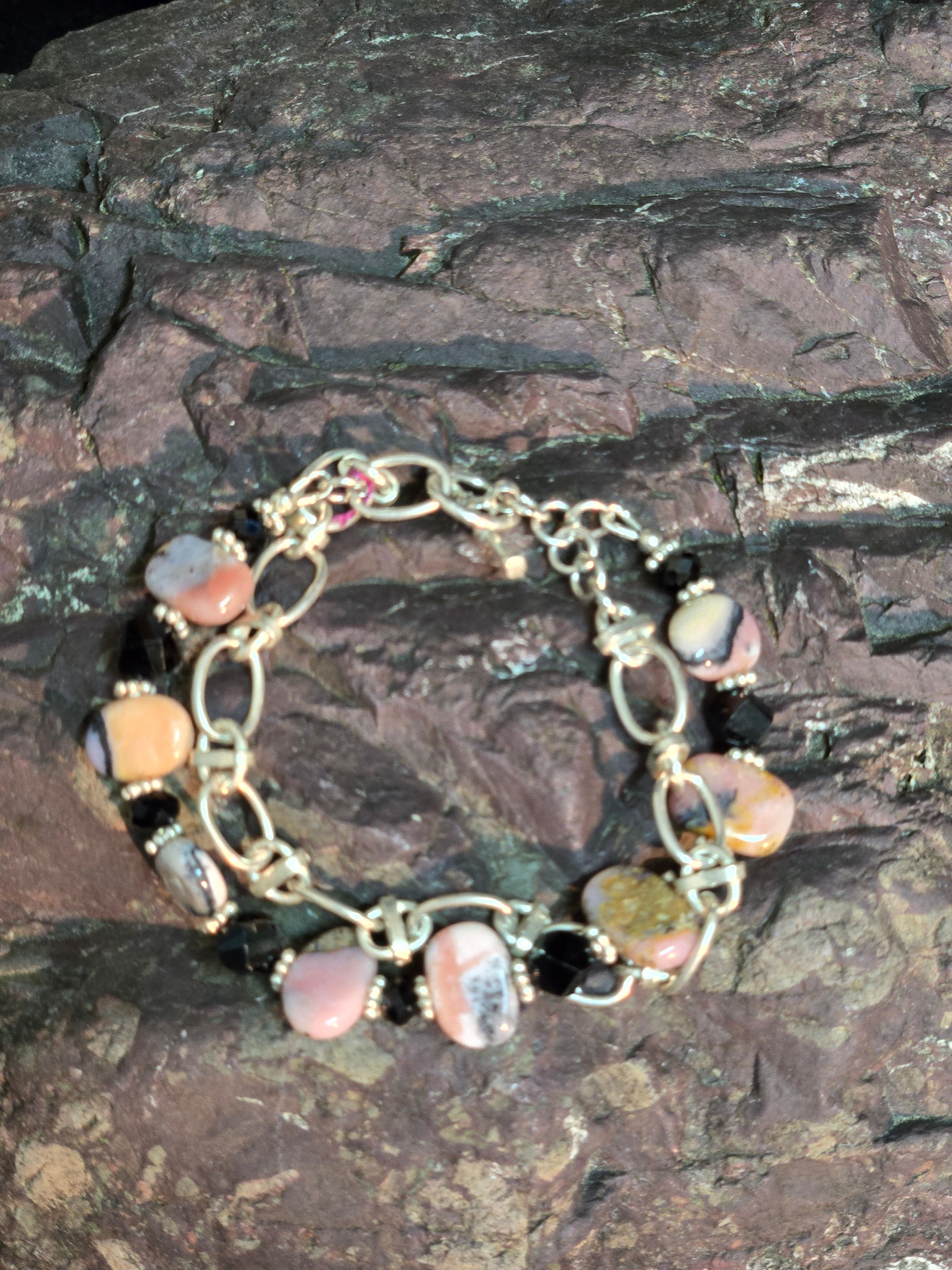 7.5" Hill Tribe Silver Bracelet & Peruvian Opal