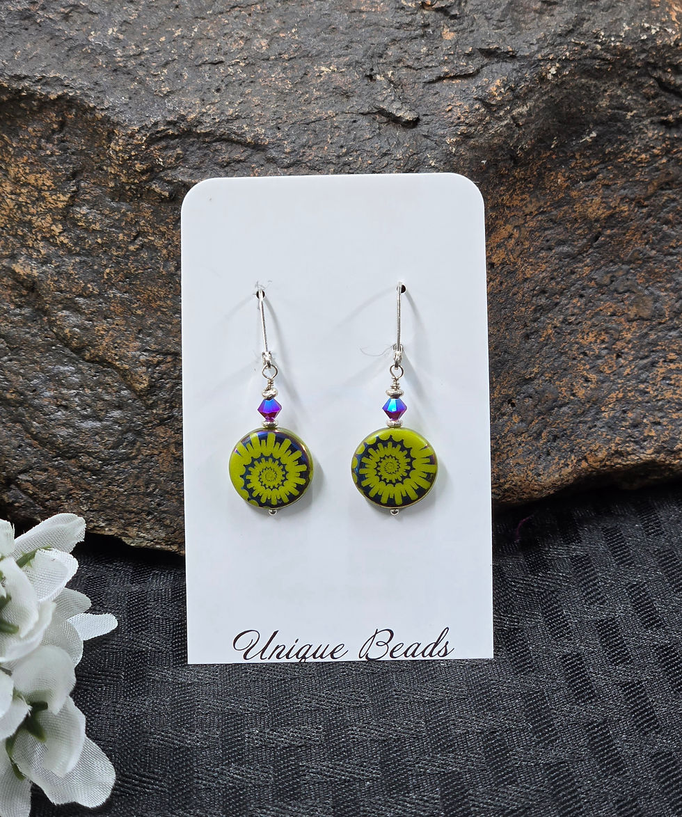 Green Czech Glass & Swarovski Crystal