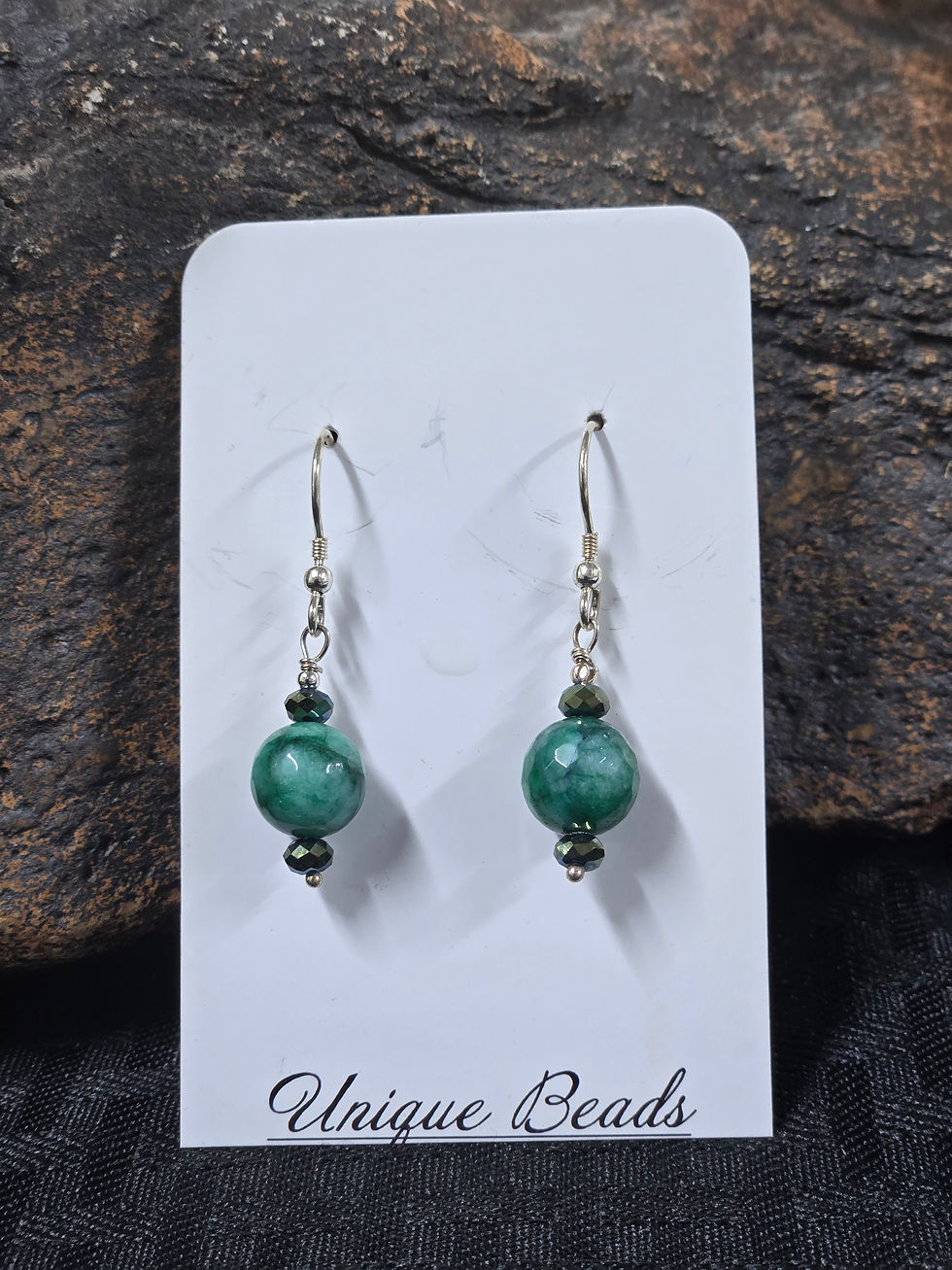 Green dyed spider agate & Sterling Silver