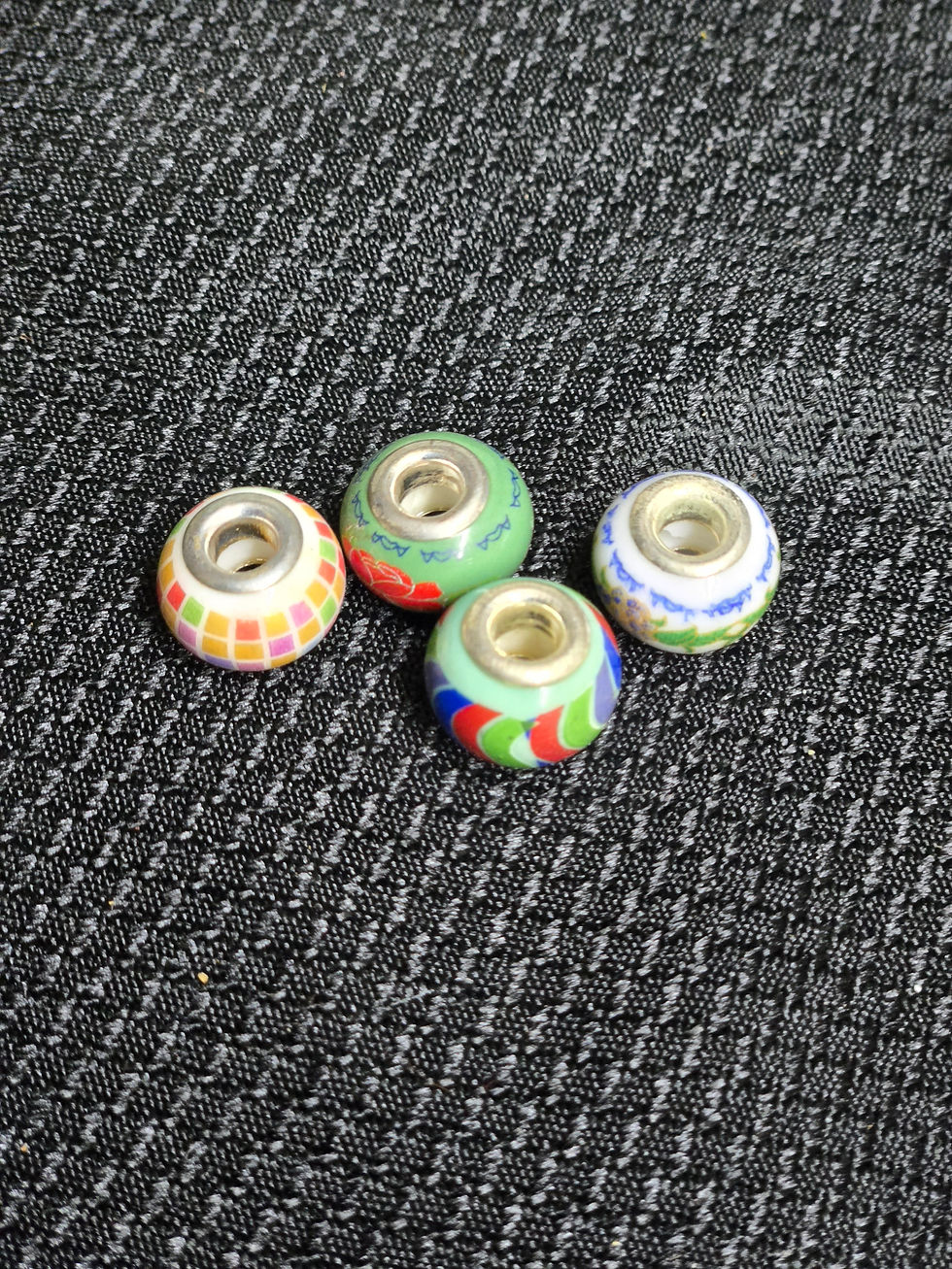 Thumbnail: European Style , Ceramic  Bead , Silver Plated
