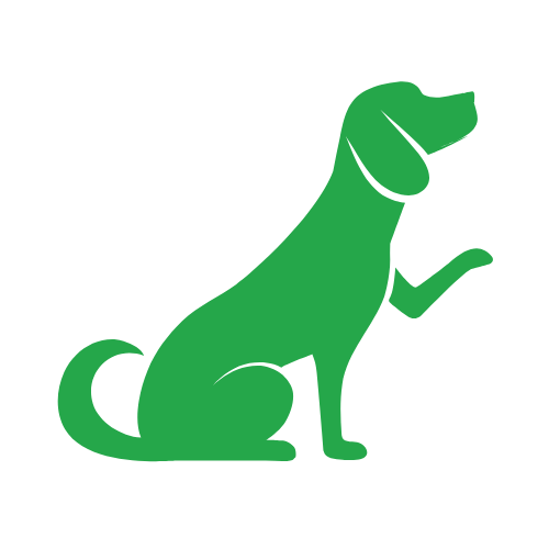 Silhouette of dog pointing its paw icon (green)