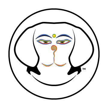 Ry the Pet Guy circle logo with meditating dog's head in white