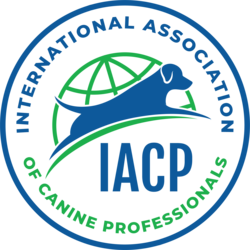 International Association of Canine Professionals official emblem logo in blue and green.