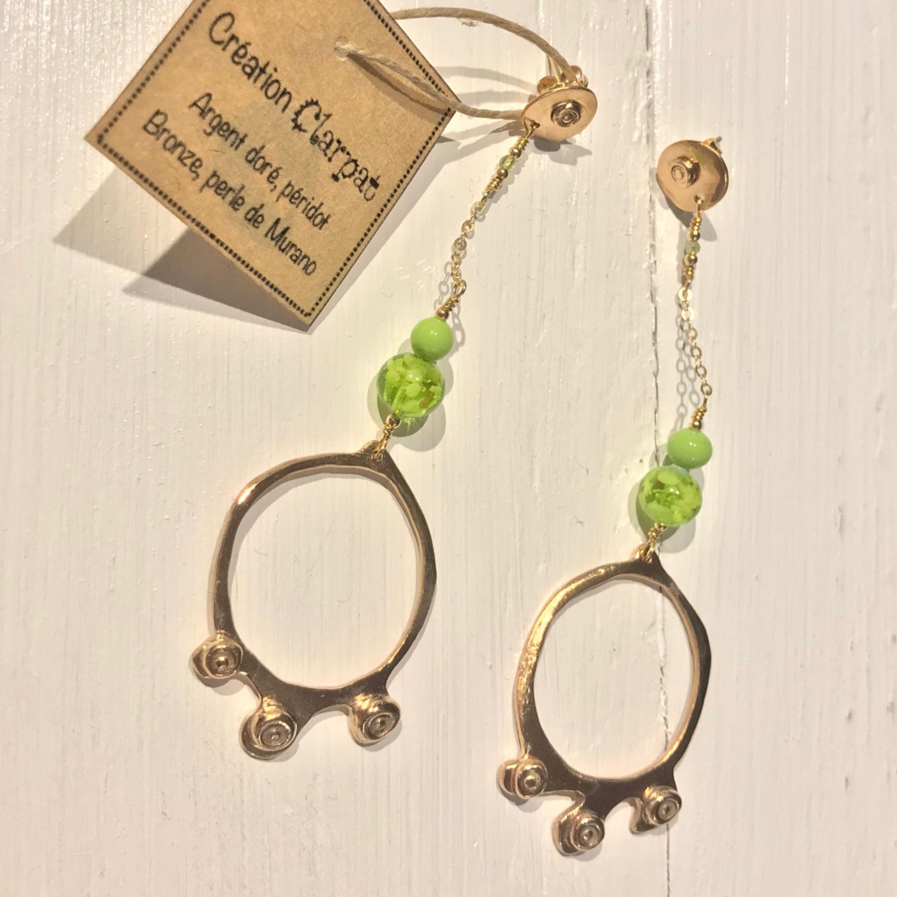 Boucles d'oreilles Clarpat - Séjour à Venise - Murano vert et or