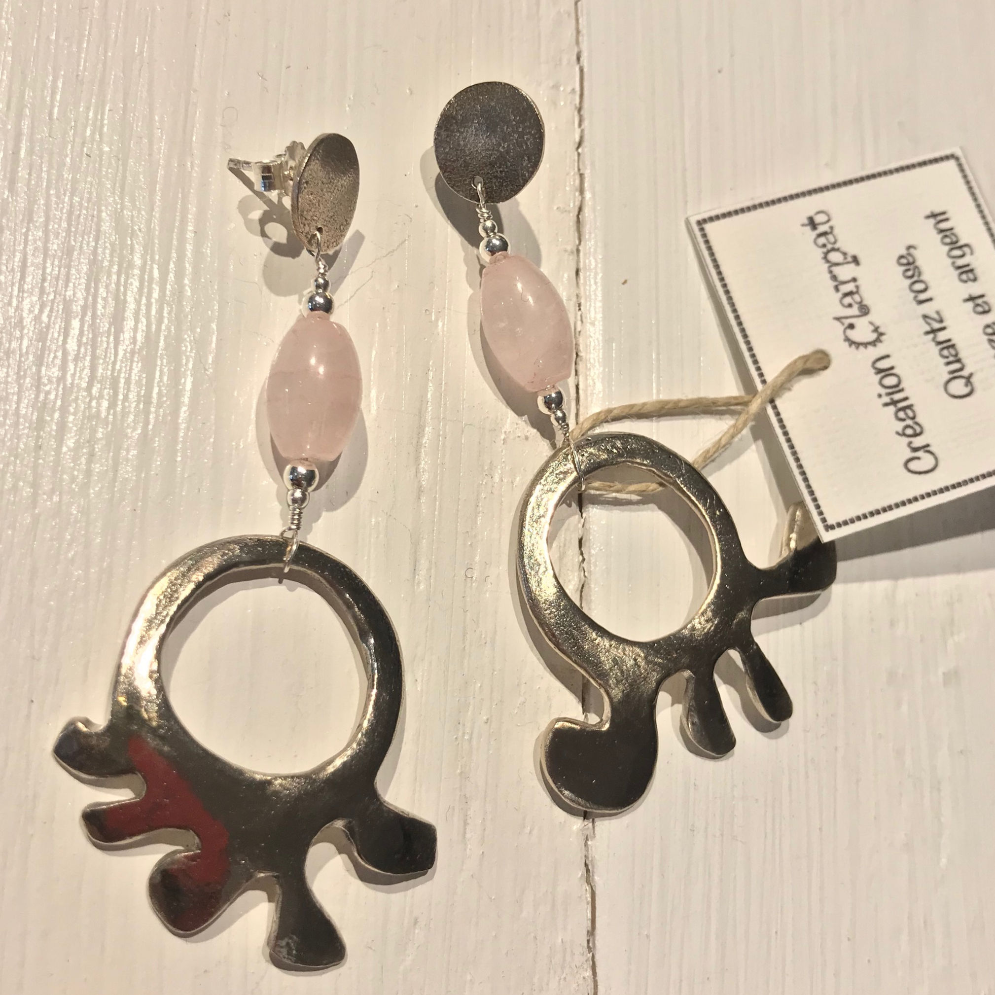 Boucles d'oreilles Clarpat - Organic - Quartz rose