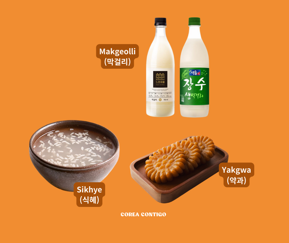 bebida tradicional coreana mageolli, sikhye, yakgwa