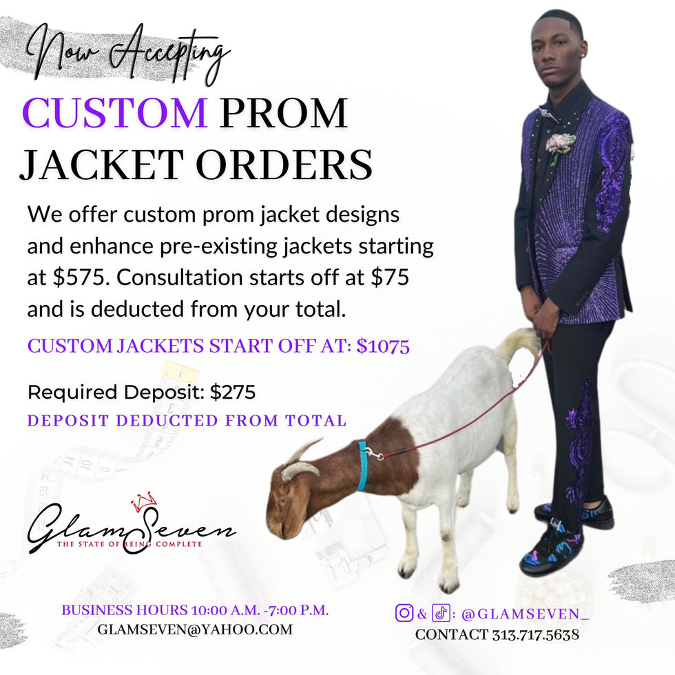 Glam Seven - The State of Being Complete - Luxury Prom Dress Design - Application Details - Custom prom jacket - Men's custom-designed formal wear