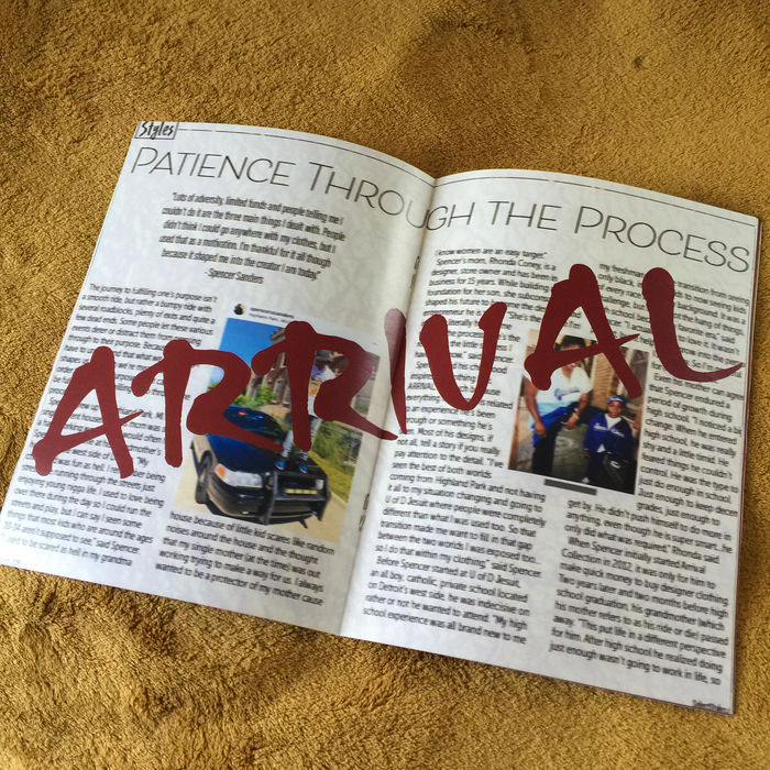 Starr's first published magazine featuring Spencer Sanders, founder and lead designer of Arrival Worldwide - magazine spread