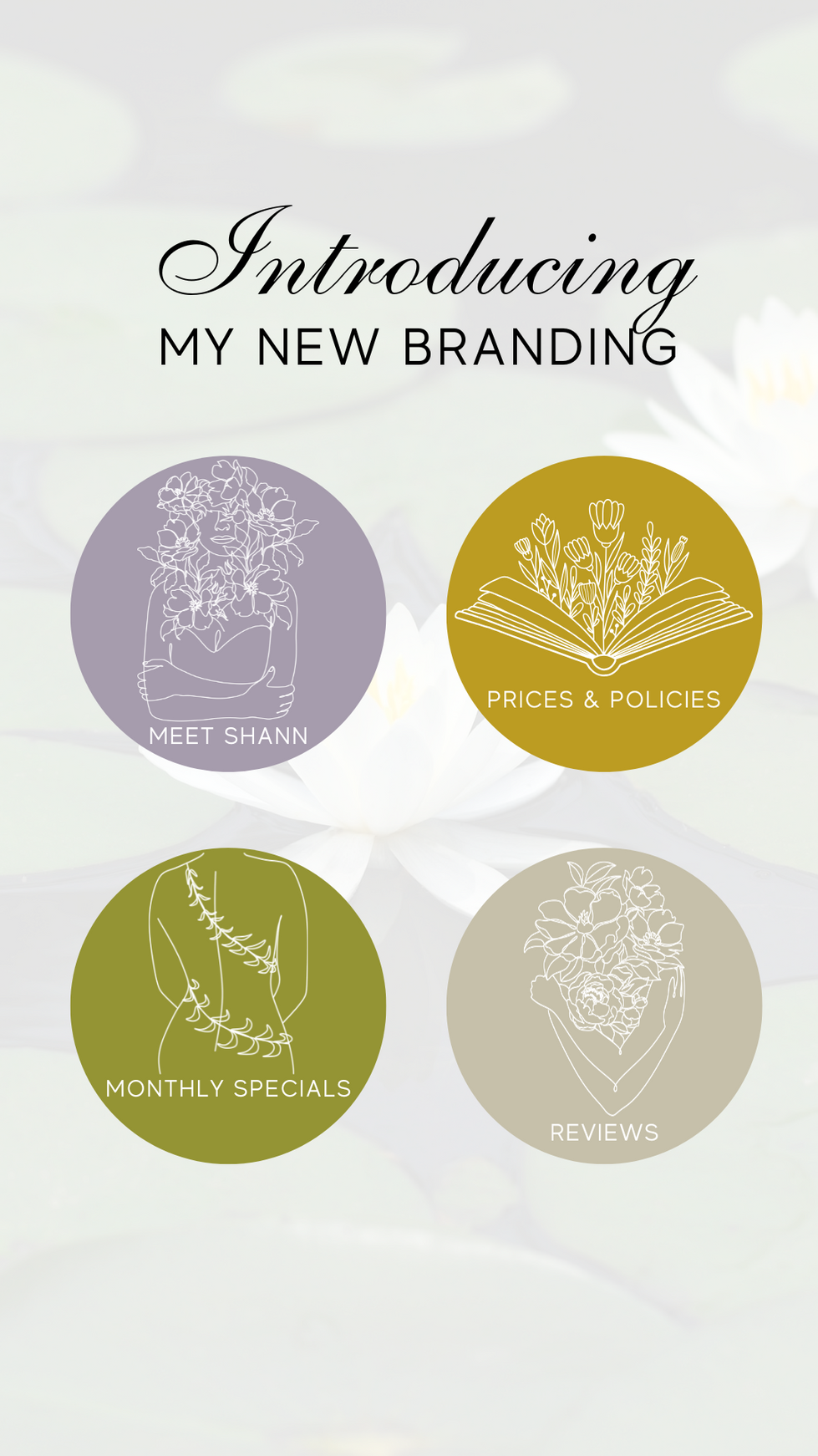 Impact Healing Massage Branded Graphic for Instagram - Highlight Covers - Introducing My New Branding