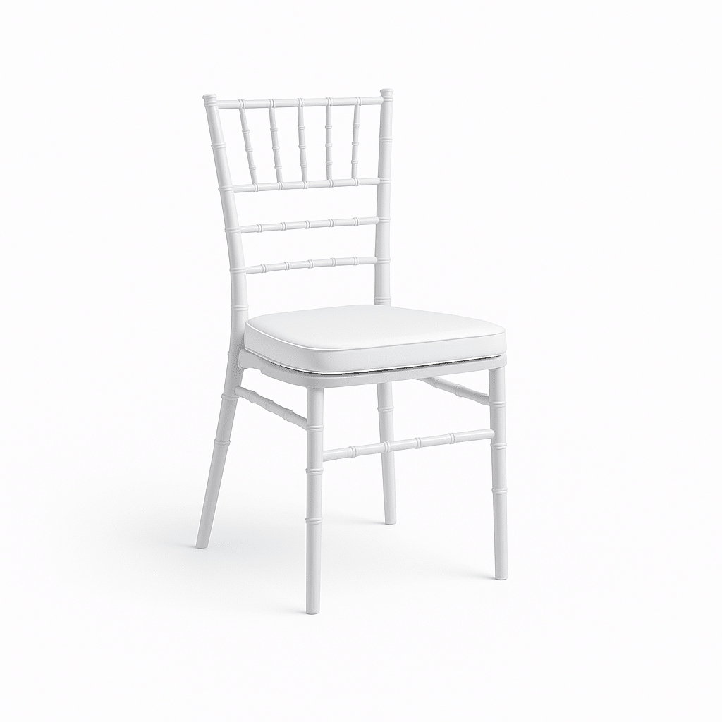 Silla chiavari blanca con cojín