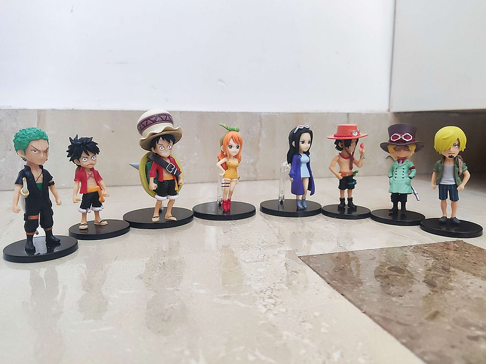 Thumbnail: One Piece Small Set of 8 Anime Action Figures Nami Ace Sanji Roronoa Zoro Monkey