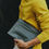 Miniatura: Busan Clutch Taupe with yellow strap