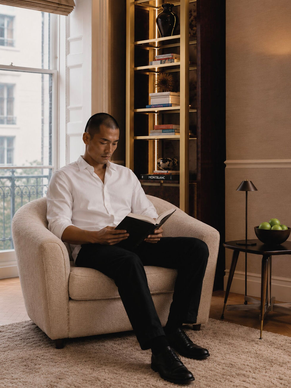 Man reading in armchair for personal functional medicine