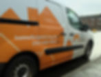 Homes for Good branded van with website and phone number.