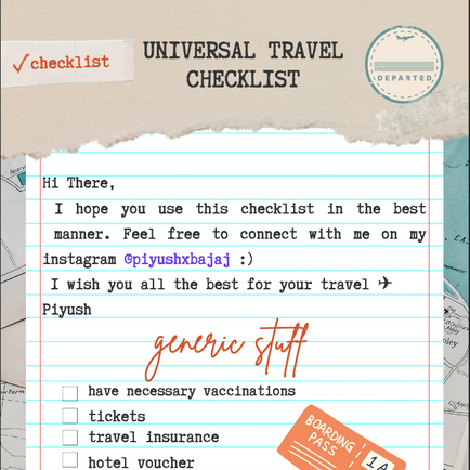 Free Universal Travel Checklist 