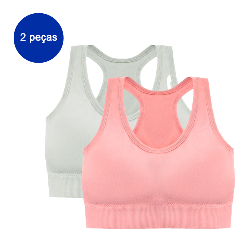 Miniatura: 2 Pieces Seamless Sports Bra Breathable Push Up Shockproof Women Cropped Top Spo