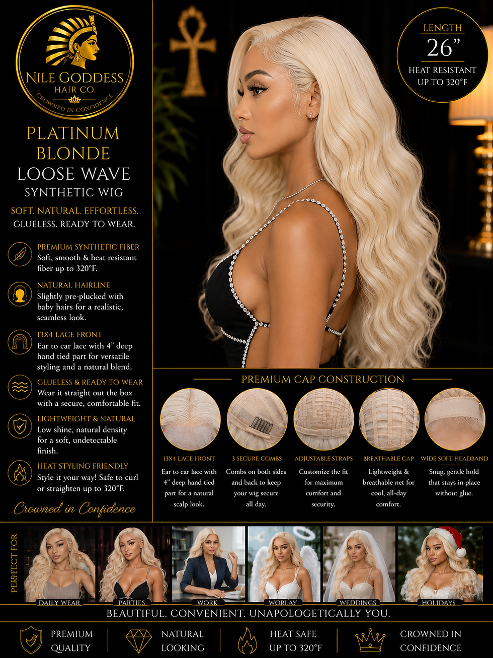 A side view of a girl wearing a Platinum Blonde Loose Wave Synthetic Wig