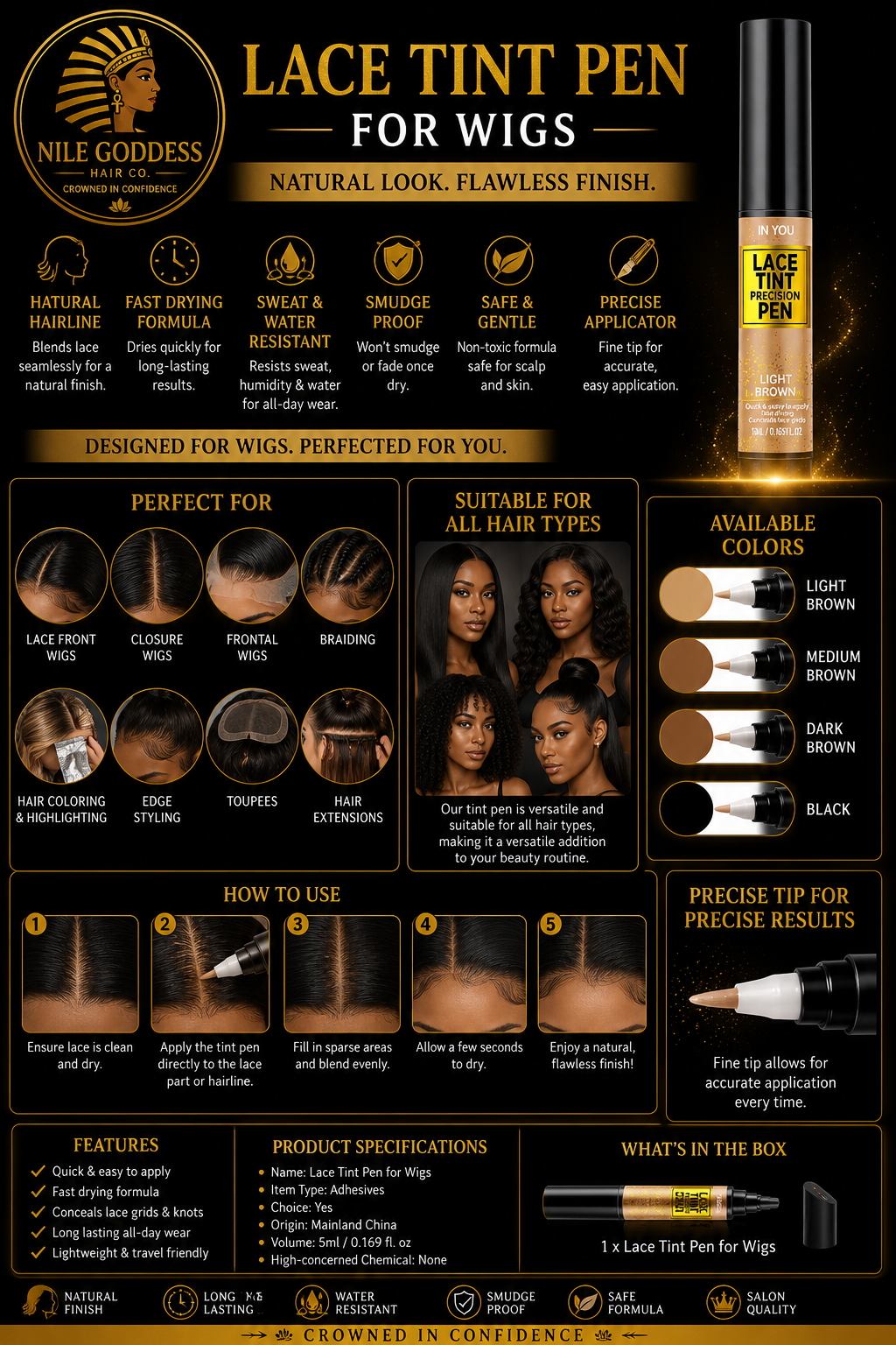 Lace Tint Pen for Wigs