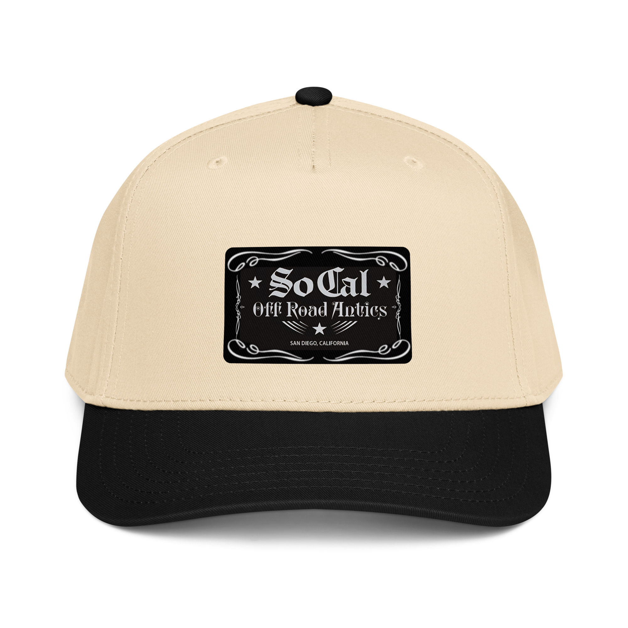 Black/Cream Baseball Cap_Whiskey Logo