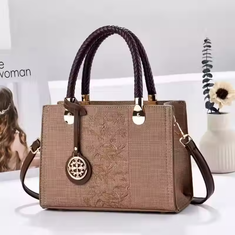Thumbnail: Trendy Floral Embroidered Square Handbag