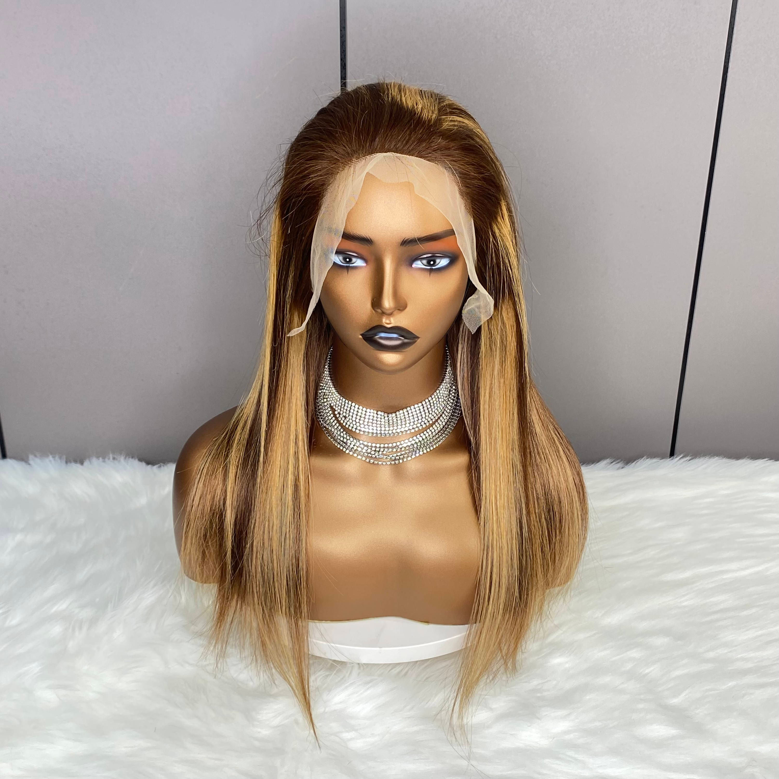 13 x 4 Ombre Straight Brown Transparent Frontal Wig