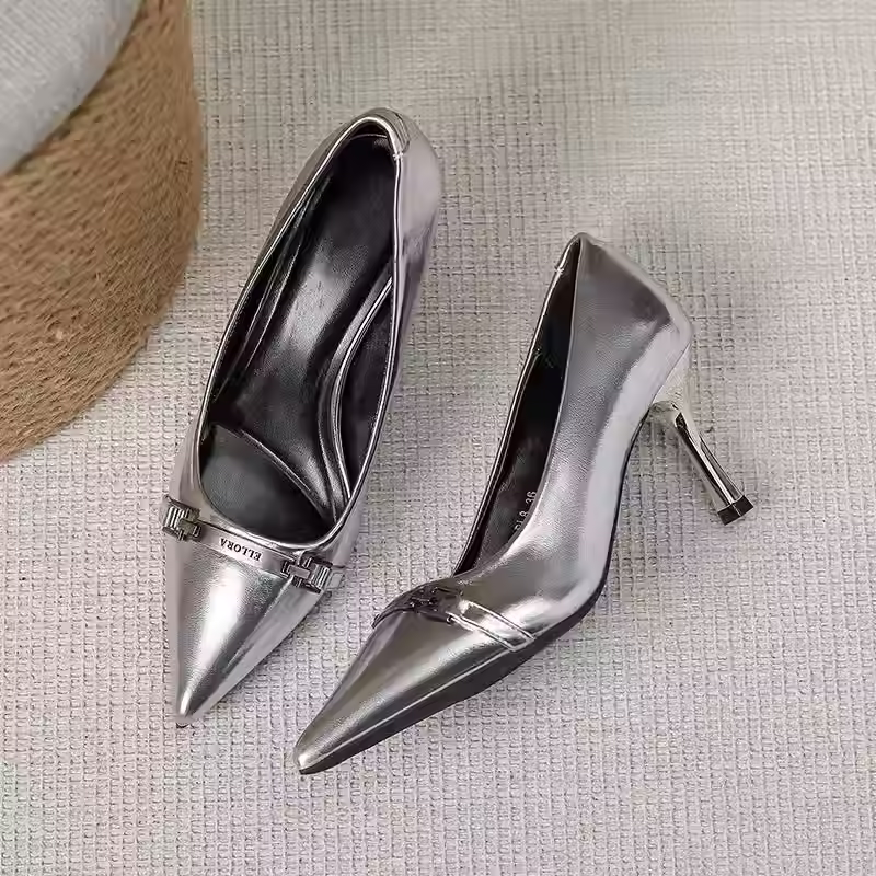 Thumbnail: Elegant Pointy  Leather  Summer Toe Low Heel Breathable
