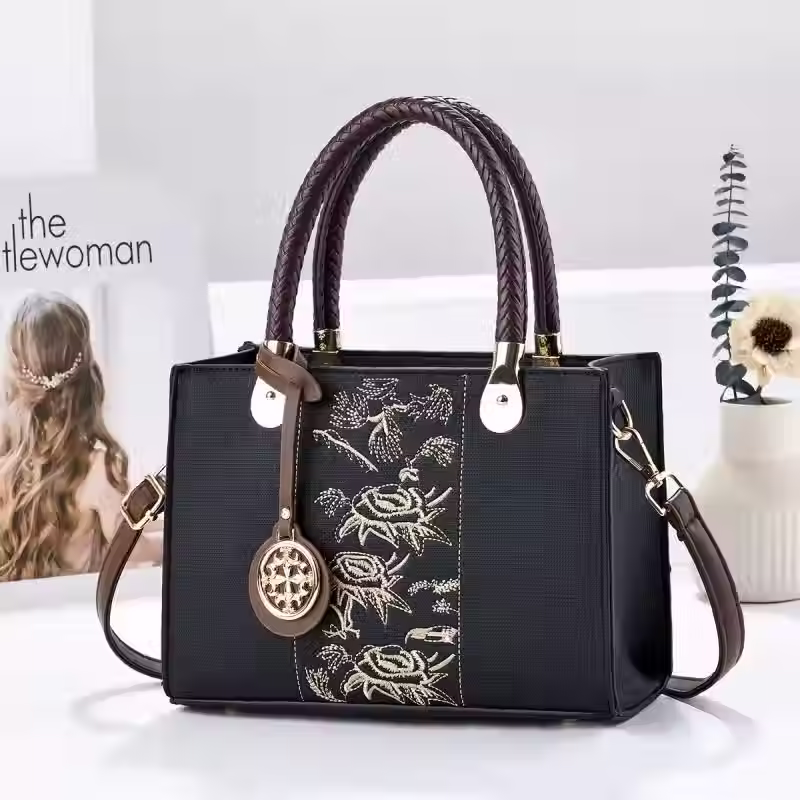 Thumbnail: Trendy Floral Embroidered Square Handbag