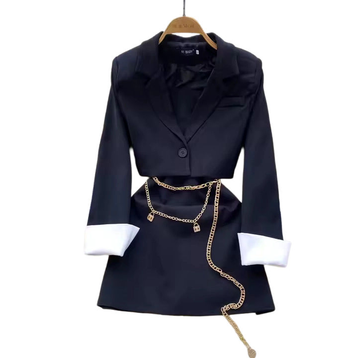 Thumbnail: WOMEN SLEEVELESS DRESS X CROP SUIT
