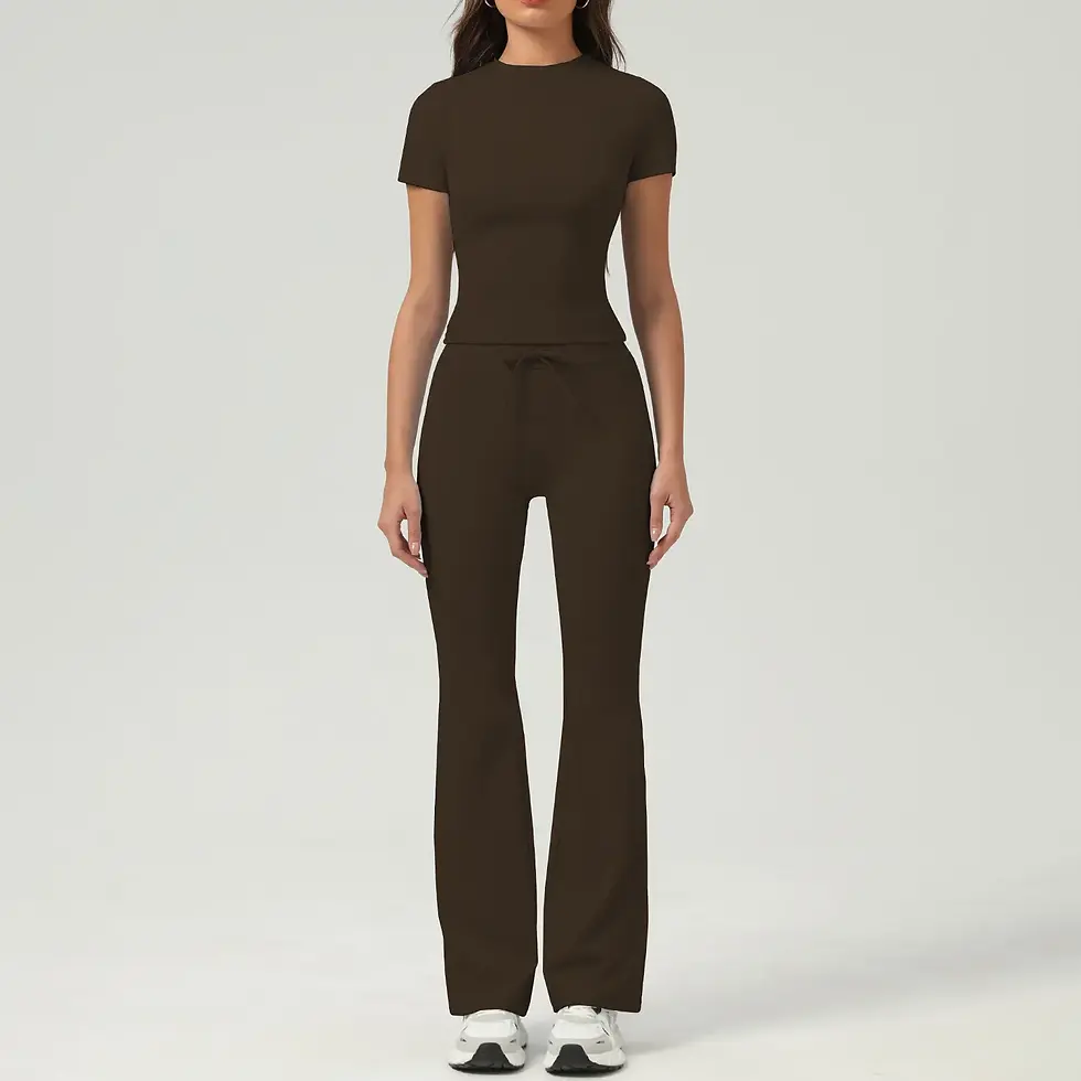 Thumbnail: YOGA FLARE PANT AND SHORT SLEEVE T SHIRT  SET